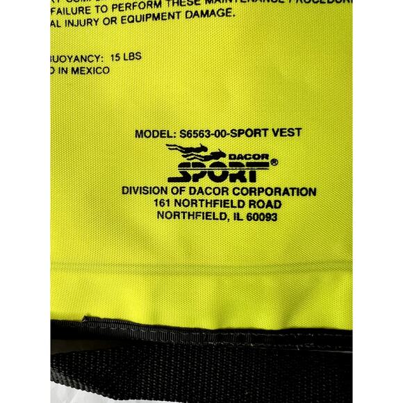 Dacor snorkeling vest yellow 24" X 19" adjustable strap - Picture 3 of 4